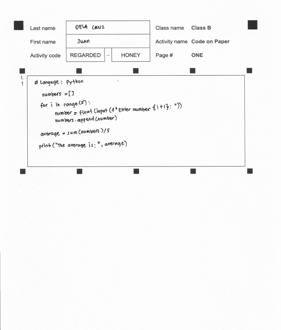 Code on Paper